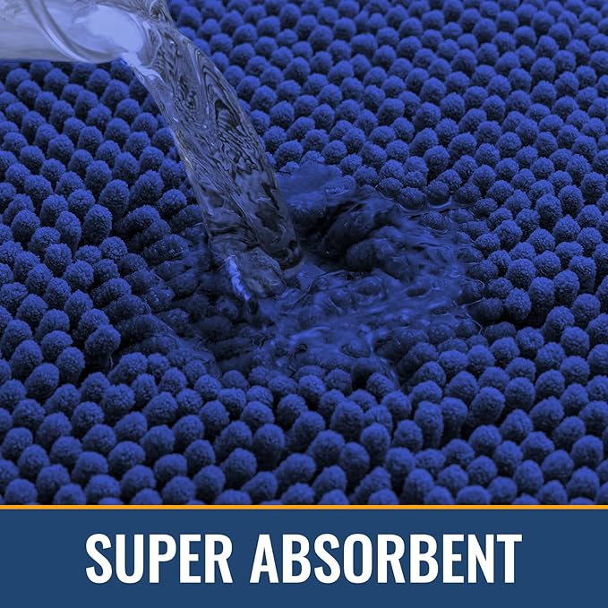 Arotive Bathroom Rugs 30x20, Extra Soft Absorbent Shaggy Chenille Bath Rugs, Machine Washable Rubber Backing Non-Slip Bath Mats for Bathroom Floor Tub and Shower, Home Decor Accessories, Royal Blue