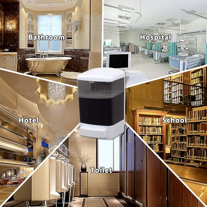 Manual Soap Dispenser 33.8oz / 1000ml Kitchen Bathroom Wall Mounted Commercial Soap Dispenser for Liquid Containers Shampoo Gel Chamber Hotel Restaurant