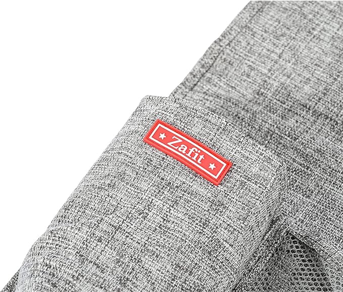 Zafit Linen Bedside Caddy, Bedside Storage Organizer for Hospital Beds, College Dorm Rooms or Baby Bed (4 Pockets-Grey)