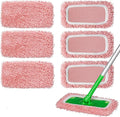 6Pcs Reusable Microfiber Mop Pads Compatible with Swiffer Sweeper Mop, Wet and Dry Flat mop Cover, Replacement Sweeping Mopping pad Refills for Surface/Hardwood Floor Cleaning