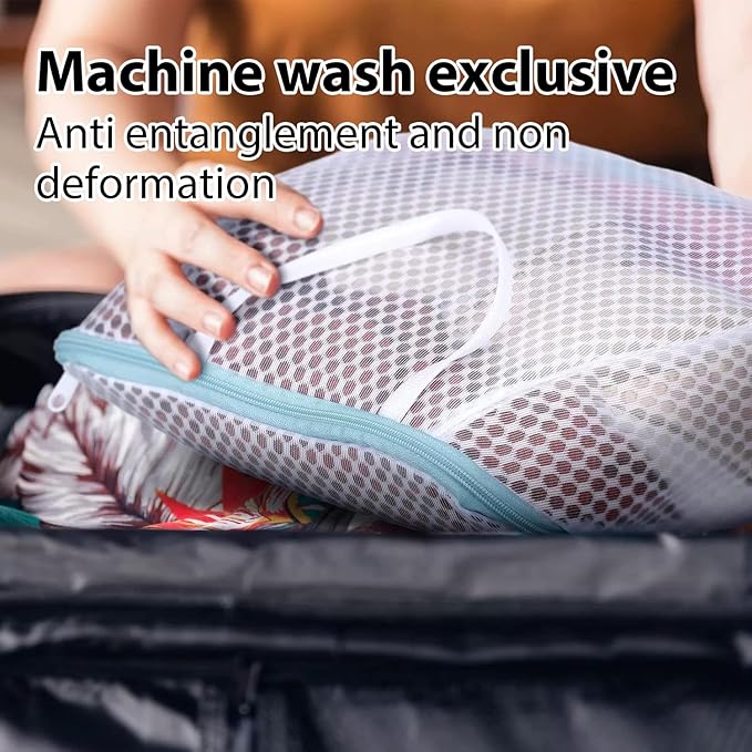 3 Pcs Laundry Bags Mesh Wash Bags with S Hooks,Bra Washing Bags for Laundry, Laundry Bags for Delicates,Sock Bag for Washing Machine,12 x 7.9 Inch (3 Color)