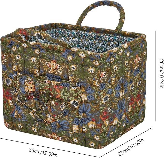 Boho Fabric Storage Basket, Large Capacity Laundry Basket, 12.2'' x 10.23'' x 10.23'' Collapsible Laundry Hamper with Easy Carry Handles (D Multi-Color 14, L)