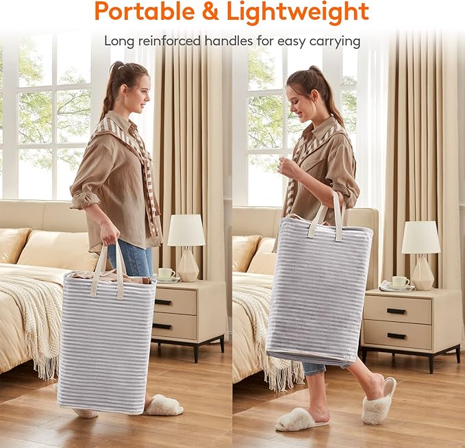Lifewit 2 Pack Laundry Hamper Large Collapsible Laundry Baskets, Freestanding Waterproof Clothes Hamper with Easy Carry Handles in Laundry Room Bedroom Bathroom College Dorm, Grey, 2 x 80L