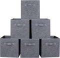 ShellKingdom Foldable Fabric Storage Cubes and Cloth Organizer Drawer for Closet and Toys, 6 Pack (Dark Gray with Black Stripe)