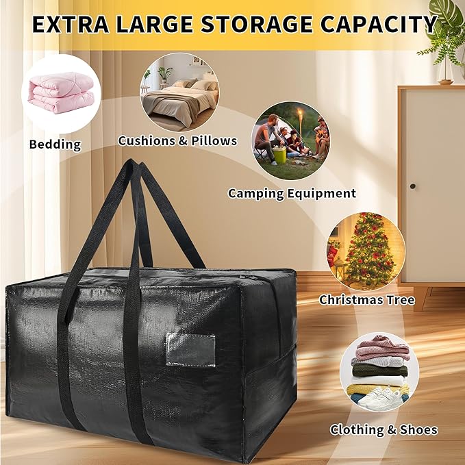 Heavy Duty Extra Large Moving Bags,149 Gallon Jumbo Packing Bags,Huge Moving Storage Bags with Strong Zippers & Carrying Handles,Reusable Big Moving Storage Bags for College Dorm Travel 1Pack