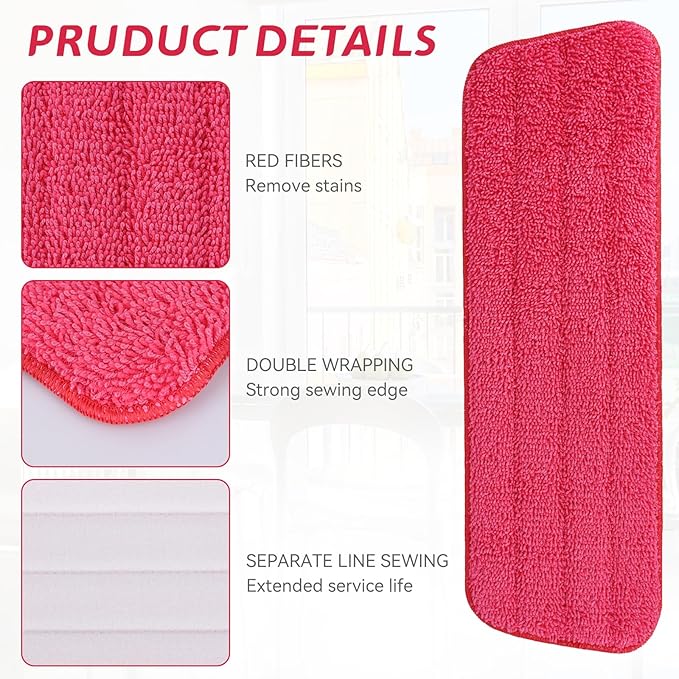 Replacement Microfiber Mop Pad for Rubbermaid Reveal Spray Mop - 8 Pack 16.5" Wet & Dry Floor Cleaning Refills Reusable Fit for Any Microfiber Reveal Flat Mop