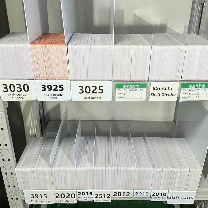 20 Pcs 39 * 20CM 1.6MM Closet Organization with PVC White Shelf Dividers - Closet Shelf Organizer for Clothes, Towels,Sweaters,Purses,and Books - Shelf Separators,Label Sticker,Label Holder