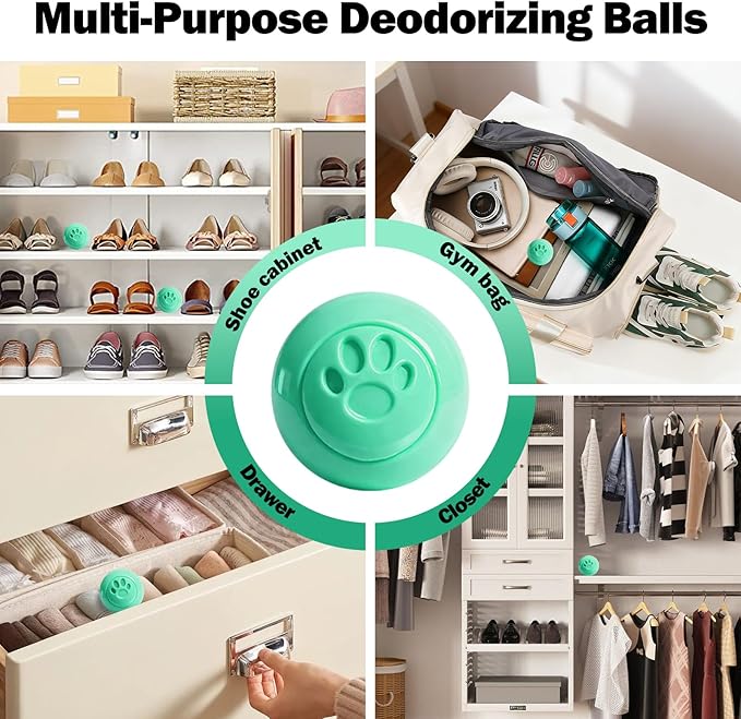 SCENTORINI Shoe Deodorizer Balls, 8 * Pure Cotton Scent Sneaker Deodorizer Balls, Odor Eliminator for Smell Shoes Boots, Long Lasting Shoe Freshener for Gym Bags, Drawers and Small Spaces