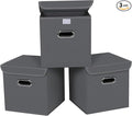 Closet Organizers Fabric Storage Bins With Lids Collapsible Cube Storages Organizer Basket With Handles,Storage Boxes for Clothes Storage,Office,Toys,3 Pack,（Grey
