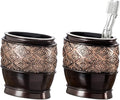 Creative Scents Dublin Brown Toothbrush Holders for Bathrooms Set of 2 - Bathroom Toothbrush Holder Set - Electric Tooth Brush and Toothpaste Organizer - Brown Bathroom Accessories Set Decor