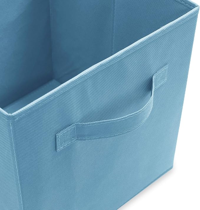 Casafield Set of 6 Collapsible Fabric Cube Storage Bins, Baby Blue - 11" Foldable Cloth Baskets for Shelves, Cubby Organizers & More