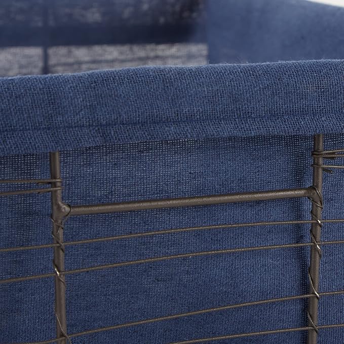 DII Farmhouse Chicken Wire Storage Baskets with Liner, Small, Vintage French Blue, 9x7x6", 2 Piece