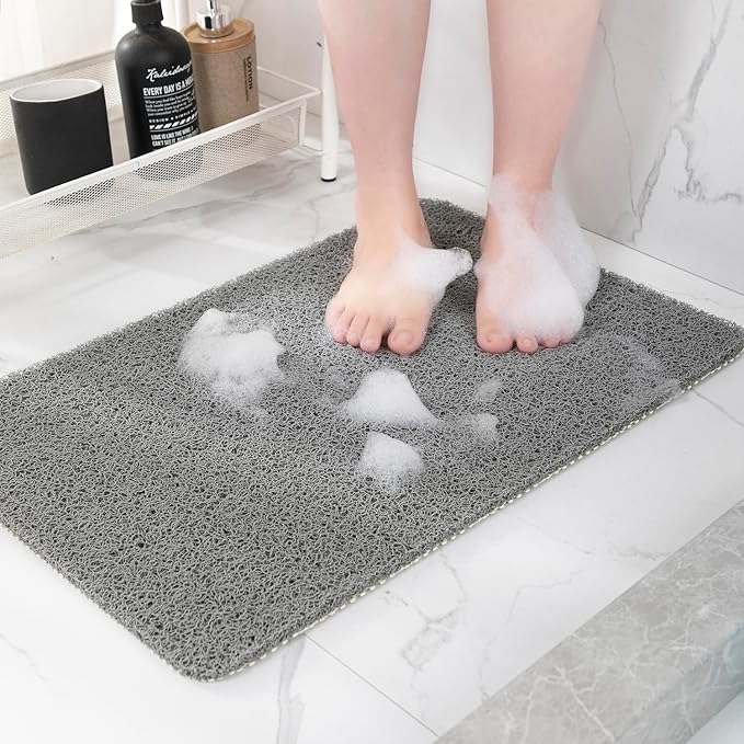 Hargiis Non-Slip Bathtub Mat, Anti Slip Shower Mat, Fast Drying Bathtub Mats, Foot Scrubber Mat, Anti Slip Mat for Tub, Floor, Bathroom, Kitchen, Home, Hotel (Grey 71"×24")