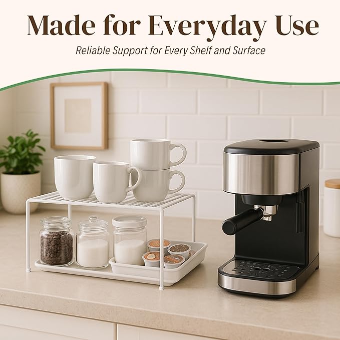 Evelots Kitchen Cabinet Wire Shelf Organizer/Rack - 6 Pack Sturdy Metal Shelf Risers - Double Your Counter Space - Great for Kitchen, Freezer, Pantry and Bathroom - Rustproof - White