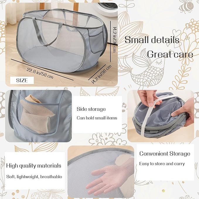 NarangOrnt 3 Pcs popup laundry hamper Sturdy Large Capacity collapsible laundry basket,Laundry Room,Toy storage,Versatile Use-Home,Camping,Dorm,Hotel,Travel