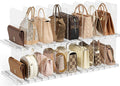 JOYZAN Stackable Purse Organizer for Closet, Adjustable Shelf Dividers for Closet Organizer Clear Acrylic Closet Purse Organizer Detachable Handbag Storage Separator Dividers for Home, Office - 4 Pack
