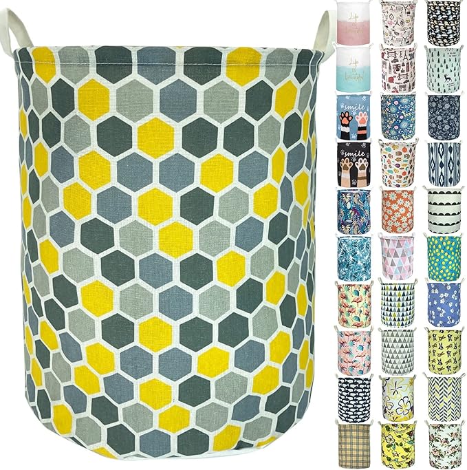Merdes 19.7’’ Waterproof Foldable Laundry Hamper, Dirty Clothes Laundry Basket, Linen Bin Storage Organizer for Toy Collection (Honeycomb)