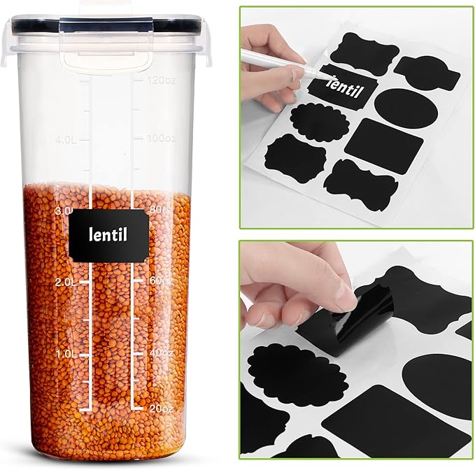Utopia Kitchen Cereal Containers Storage Set – 4 Pack 4L(135.2 oz) Airtight Food Storage Containers with Lids, BPA-Free Cereal Dispensers for Pantry Organization and Storage (Clear)