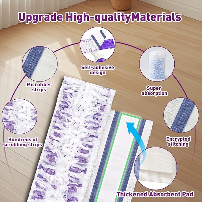 Funtin Power Mop Pads for Swiffer PowerMop, Unscented Disposable Mop Refills, Thickened Multi-Surface Replacement Mopping Pad, Dry & Wet Use for Floor Cleaning, 20 Packs