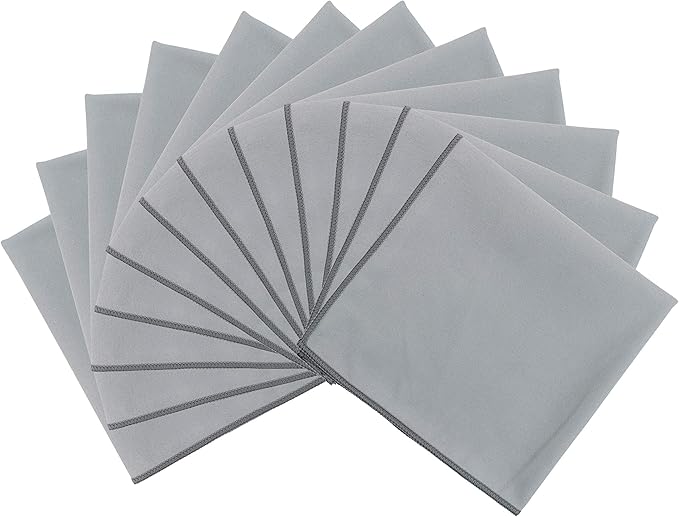 Arkwright Microfiber Suede Glass Cloths - (Case of 216) Absorbent Dish Drying Cloth, Bulk Cleaning Towel Set Perfect for Home, Kitchen, Gym, Cars, and Glass, 16 x 16 in, Grey