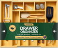 DAVIDOK Expandable Bamboo Drawer Organizer for Kitchen - 8 to 10 Slots Large Silverware Organizer for Utensils, Cutlery, Flatware & Kitchen Gadgets | Multiple Use, Non-Slip Feet Included