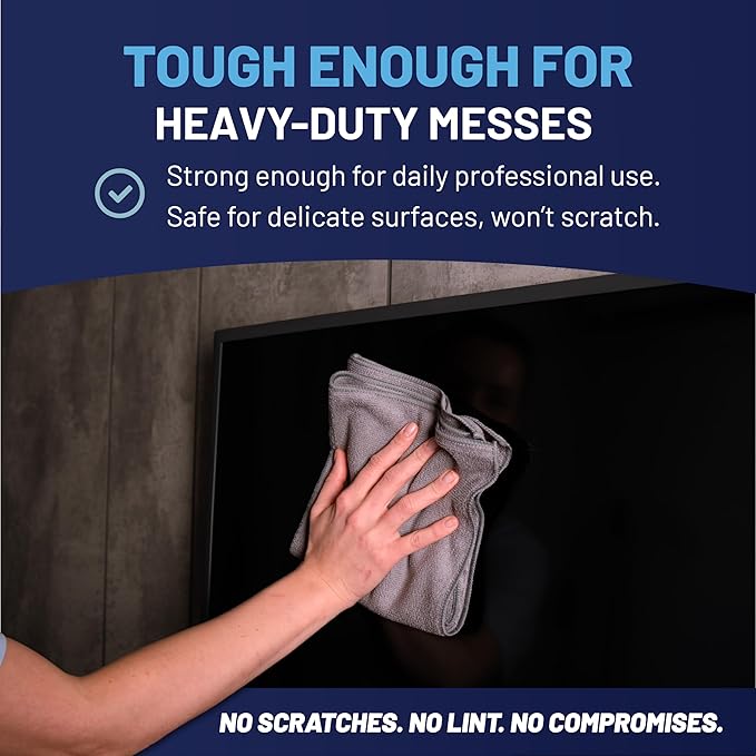 12" x 12" MW Pro Multi-Surface Microfiber Cleaning Cloths | Gray - 48 Pack | Premium Microfiber Towels for Cleaning Glass, Kitchens, Bathrooms, Automotive, Supplies & Products