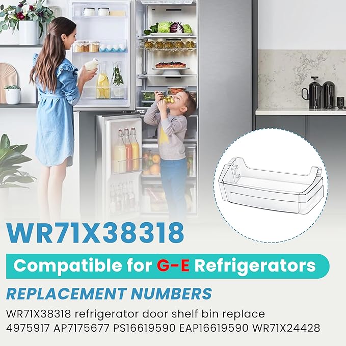 WR71X38318 Refrigerator Door Shelf Bin Compatible for G-E Refrigerator WR71X24428 4975917 AP7175677 PS16619590 EAP16619590 Parts-by MIFLUS