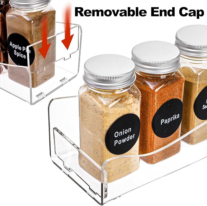 Peohud 4 Pack Acrylic Spice Rack Wall Mount, 15 Inch Clear Acrylic Floating Shelves, Hanging Perfume Organizer Display Rack for Nail Polish, Sunglasses, Figurine, Seasoning, Condiment, Kitchen, Pantry
