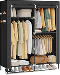 SONGMICS Portable Closet, Fabric Wardrobe, Clothes Rack with Shelves, Pockets, Large Capacity, 3 Hanging Rods, 50 x 17.7 x 70.9 Inches, Black URYG010BZ02