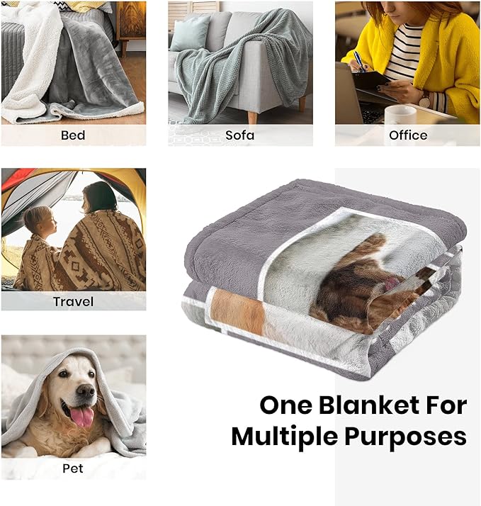 Personalized Pets Blanket with Photos, Custom Dog Blanket for Small Dogs, Personalized Dog Blankets with Picture, Dog Memorial Gifts for Loss of Dog, Gifts for Pets Bereavement/Passing Away