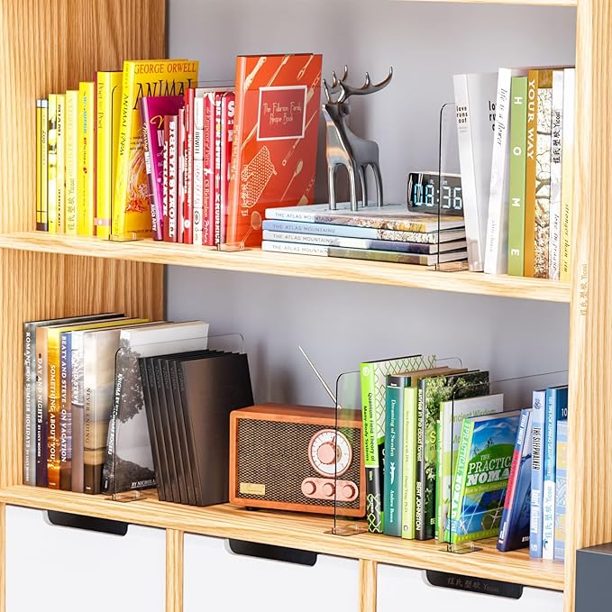 Yieach 6 Pack Acrylic Shelf Dividers for Closet Organization - Suitable for All Cupboard,Wood Shelves -Clear Closet Dividers for T Shirt,Towel,Bag,Purse Dividers,Handbag Organizer,Sweater Organizer