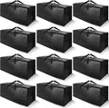 Cosy Family 12 Pack Heavy Duty Moving Bags with Backpack Straps - Strong Handles & Zippers, Storage Totes For Space Saving, Fold Flat, Alternative to Moving Box (X-Large-Set of 12, Black)