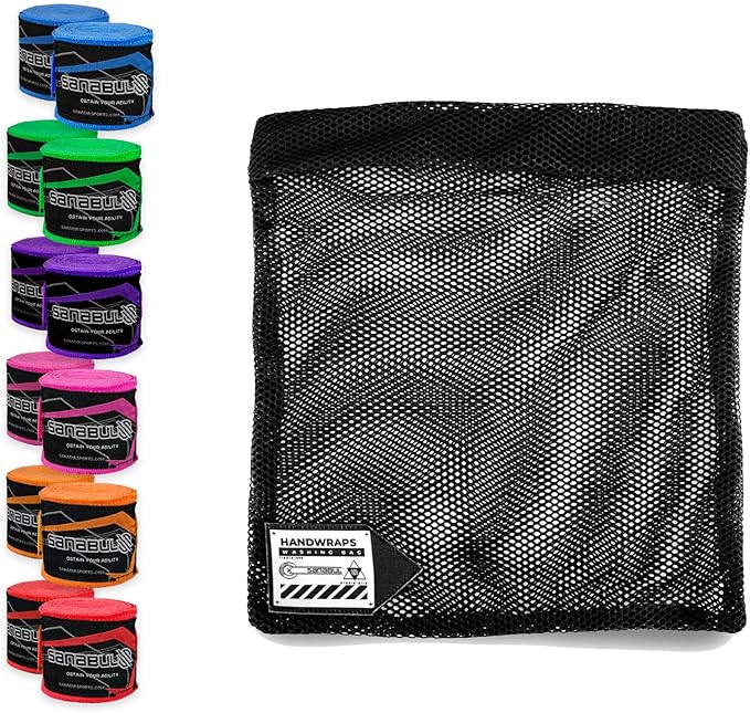 Sanabul Handwrap Laundry Bag Mesh Boxing Glove Hand Wrap Wash Bag with Zipper- Black , Large