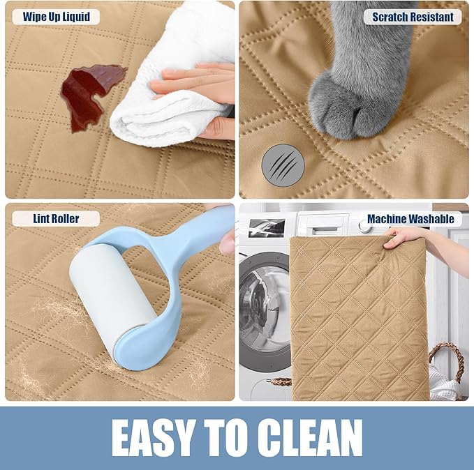 Smiry Waterproof Dog Bed Cover Pet Blanket, Soft Washable Dog Blanket for Furniture Bed Couch Sofa Reversible, Checkered (40"x70", Camel/Camel)