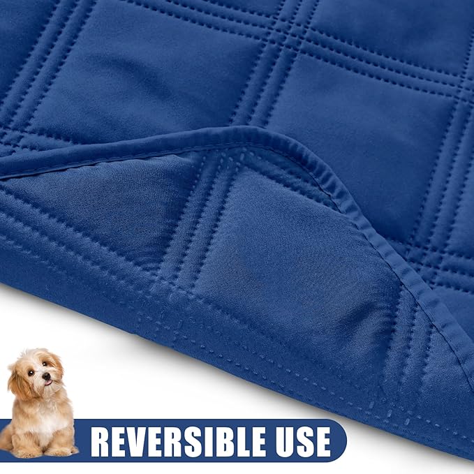 Smiry Waterproof Dog Bed Cover Blanket 40x50, Soft Reversible Pet Blanket, Washable Leakproof Cats Dogs Couch Cover for Sofa, Couch, Furniture, Lattice, Navy/Navy