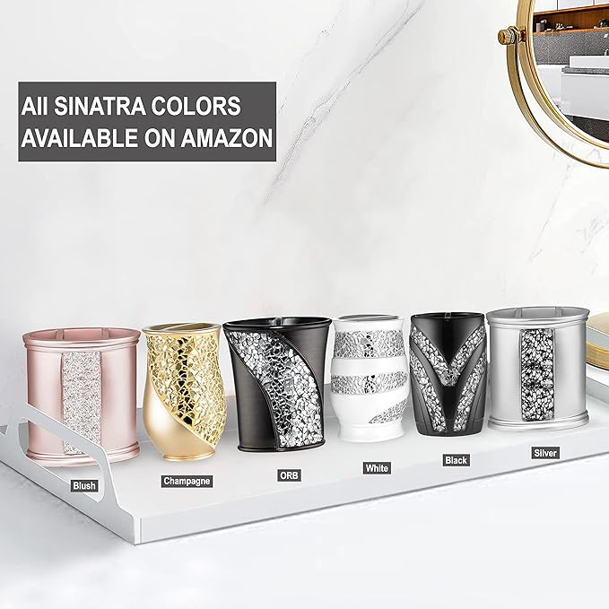 Zahari Home Sinatra Bath Tumbler Toothbrush and Toothpaste Holder Makeup Brushes Organizer, Blush