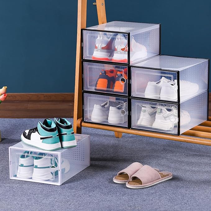 6PCS transparent shoebox for easy storage shoes odorless environmentally friendly particles plastic