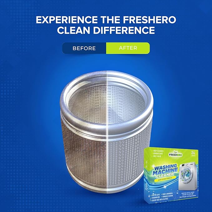 Washing Machine Cleaner Tablets 25 Pack for Front Load, Top Load & HE Washers, Removes Odors, Grime, & Limescale, Deep cleans the inner drum, pump, valve & hoses - Septic Safe, 1 Year Supply