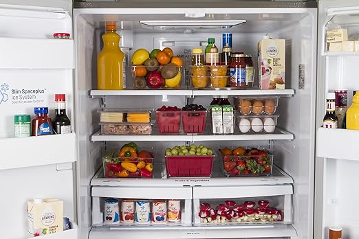 Kitchen Spaces Twin Colander Food Storage Container, Strainer and Fridge Organizer Bin for Fruits and Veggies, Stackable, BPA-Free