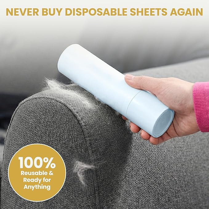 PIUNESS Pet Hair Remover Roller – Reusable Lint Roller for Cat & Dog Hair on Furniture, Couch, Carpet, Car & Bedding – Portable, Eco-Friendly