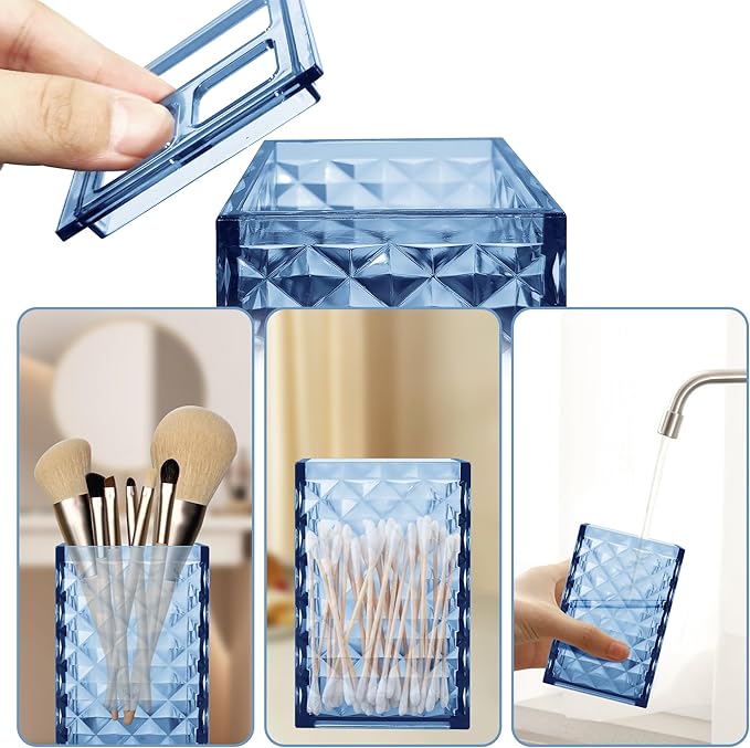 2PCS Blue Bathroom Accessories. Contain Soap Dispenser and Toothbrush Holder Set. Boho Bathroom Set for Blue Bathroom Décor
