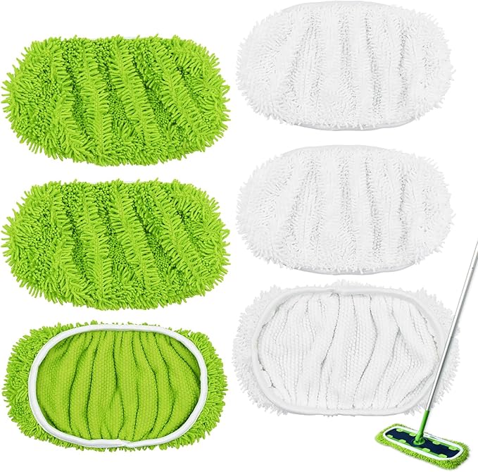 XL Mop Pads Compatible with Swiffer XL Sweeper, X-Large Dry Sweeping Cloths, XL Wet Pads Refills, Reusable Washable Microfiber Heavy Duty Wet Mopping Cloths for Hardwood Floor Cleaning, 6 Pack
