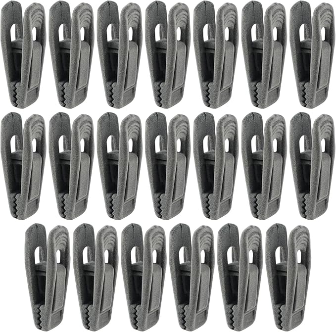 Litoexpe 20 Pcs Grey Velvet Hangers Clips, Pants Hangers Velvet Clips, Strong Finger Flocked Clips for Thin Felt Hangers