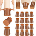 Aneaseit Chair Leg Floor Protectors - 16 pcs Brown - Felt Bottom Silicone Pads for Hardwood Floors & Furniture Feet - Rubber Caps for Chairs - Small