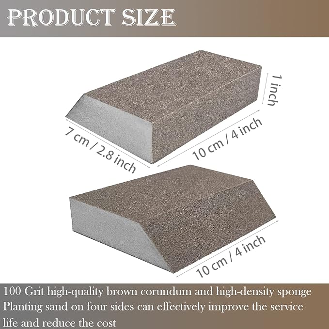 6 Pack Sanding Sponge, 100 Grit Sanding Blocks Assortment,Washable and Reusable for Wood Drywall Metal Home(100 Grit)