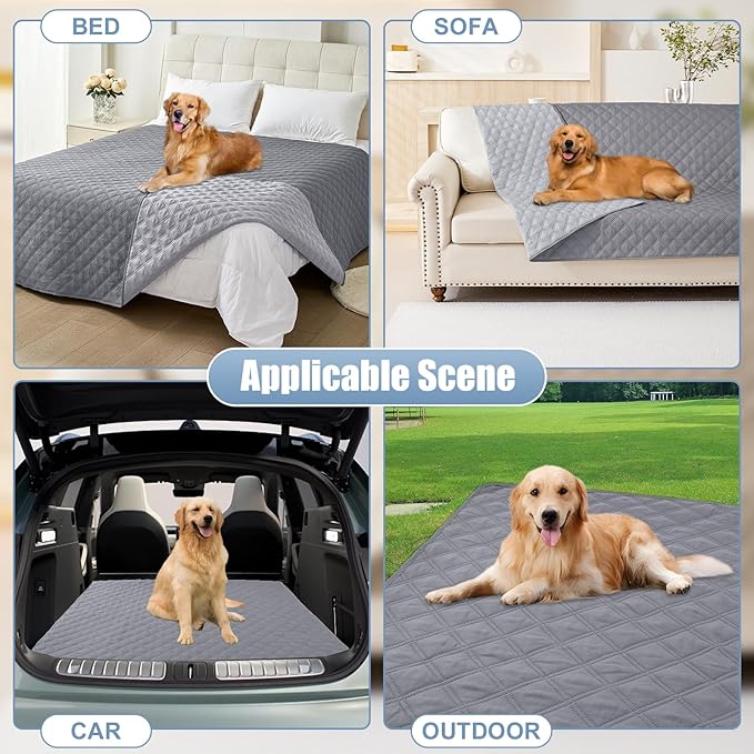 Smiry Waterproof Dog Bed Cover Pet Blanket, Soft Washable Dog Blanket for Furniture Bed Couch Sofa Reversible, Checkered (30"x70", Grey/Light Grey)