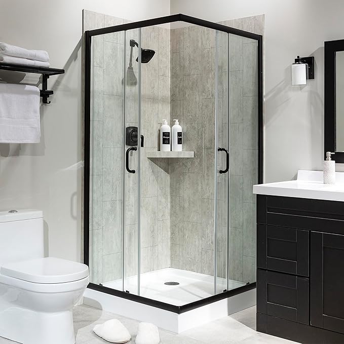 Palisade Vinyl Waterproof Corner Shower Shelf in Wind Gust/Urban Coast