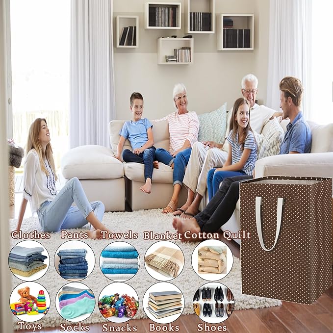 Waterproof Laundry Hamper 75L Collapsible Laundry Basket Extended Cotton Handle Laundry Bag Large Clothes Storage Toy Organization for Bathroom Bedroom Laundryroom College Dorms