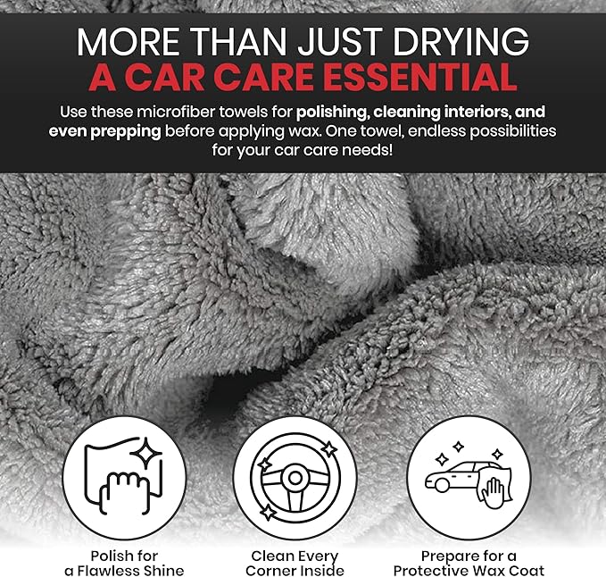 AllGuard Platinum Microfiber Towels for Cars Extra Large Towel Set of 2 Drying Towels with Maximum Absorbency, Scratch Free Wash Towels for Detailing, Microfiber Cleaning Cloth Towel Kit