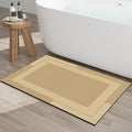 YDKGL Non Slip Bath Mat, Rubber Backing Ultra Thin Bathroom Rugs Fit Under Door Quick Dry Super Absorbent Washable Bath Rug Shower Mat for Bathroom Floor Bathtub Shower Sink, Easy Care Brown 20"x 32"